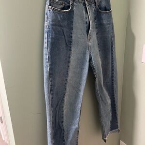 Forever 21 Two-Tone Blue Straight Leg Jeans